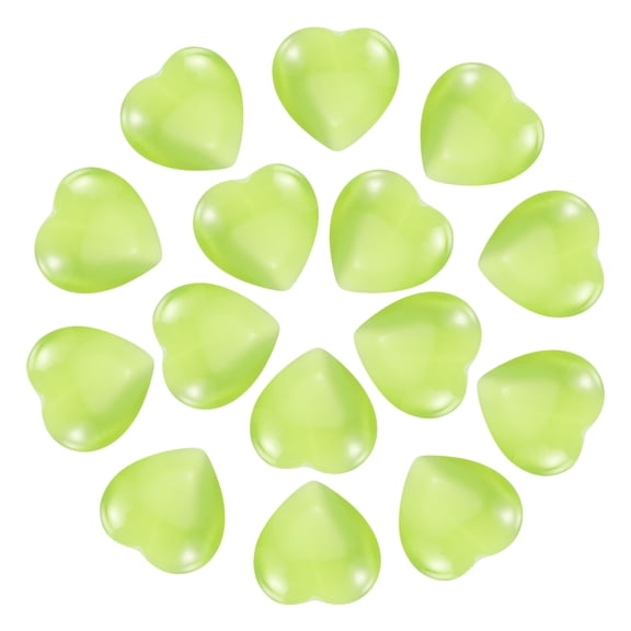 Uxcell 15 Pcs Natural Heart Shaped Crystal Stone, 0.6 Inch Mini Polished Love Gemstone Crystal, Pocket Rock Engraved Worry Stones for Women Gifts Meditation, Light Green