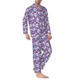 thumbnail image 2 of Naloa blue flower Skull colorful Men’s Pajamas Set - Long Sleeve Button Down Sleep Shirt and Pajama Bottoms Sleepwear Set-Large, 2 of 7