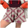 thumbnail image 2 of Shorts for Women Elastic Waist Personality Low Waist Vintage Digital Print Button Front Pajama Bottoms Boxer Sleepwear Workout Shorts, 2 of 3