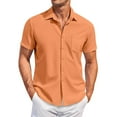 thumbnail image 2 of Kagetolytai Men Shirts Men's Vintage Button Down Bowling Shirts Short Sleeve Summer Beach Shirt Orange 3X, 2 of 5