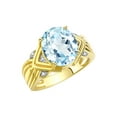 thumbnail image 4 of RYLOS Rings for Women 14K Yellow Gold Ring 12X10MM Gemstone &  Diamonds Great Ring for Middle or Pointer Finger March Aquamarine Jewelry Size 9, 4 of 8