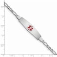 thumbnail image 2 of Sterling Silver Rhodium-plated Medical ID Figaro Link Bracelet 8 Inch "Bracelets, 2 of 2