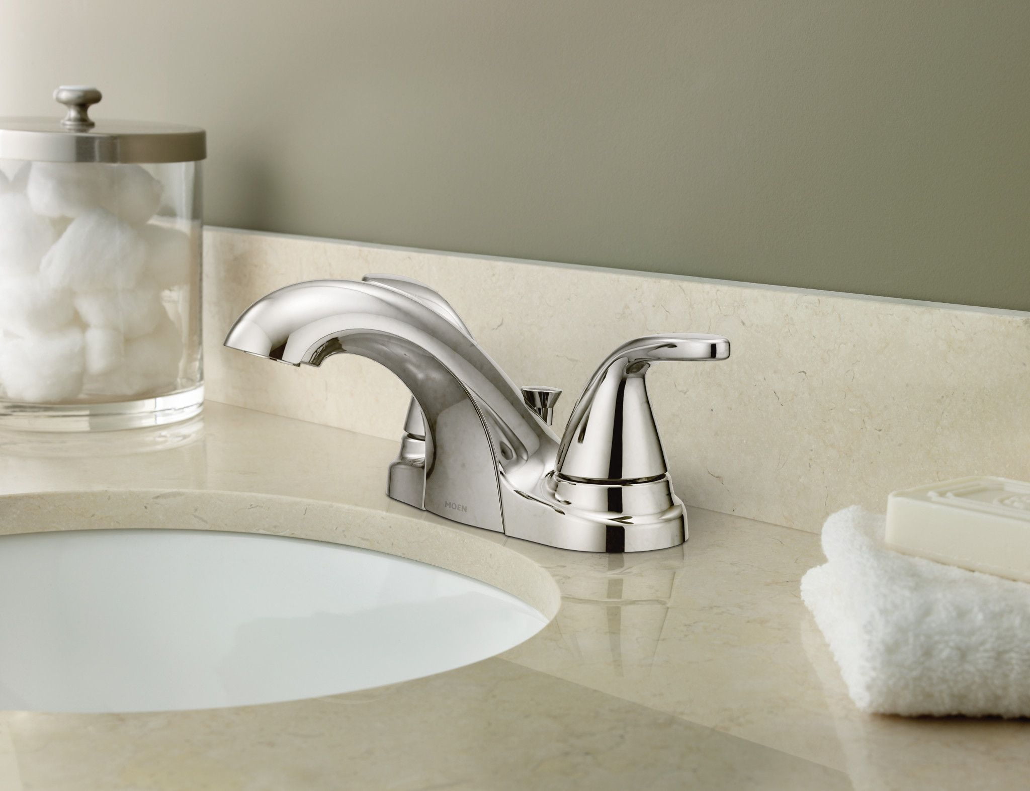 Moen Adler Two-Handle 4" Centerset Spot Resist Brushed Nickel Bathroom Faucet