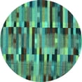 thumbnail image 1 of Ahgly Company Indoor Round Abstract Turquoise Blue Contemporary Area Rugs, 3' Round, 1 of 4