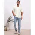 thumbnail image 5 of DARING DIVA Men's Camp Collar Button Down Short Sleeve Distressed Ripped Shirts 3XL Beige, 5 of 7