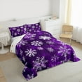 thumbnail image 3 of Manfei Chic Snowflakes Bedding Comforter Set, Merry Xmas Christmas Twin Comforter Sets, Purple White Bedding Set, Ultra Soft Home Decor, Reversible 2pcs, 3 of 8