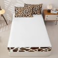 thumbnail image 4 of Erosebridal Safari Giraffe Spot Pattern Zipper Full Size Comforter Sets with Fitted Sheet and 2 Pillowcases,Earthy Texture Print Zipper Bedding Set,Brown, 4 of 6