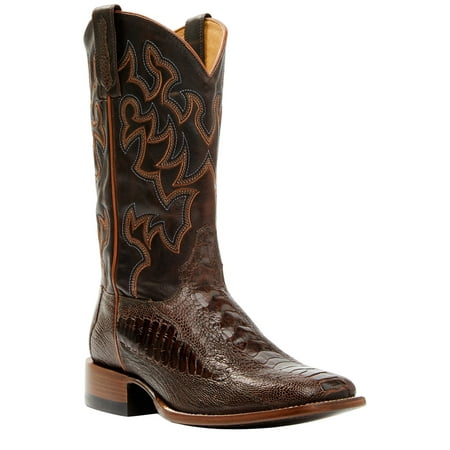 

Cody James Men s Antique Cafe Ostrich Leg Exotic Western Boot Broad Square Toe Brown 10.5 D(M) US