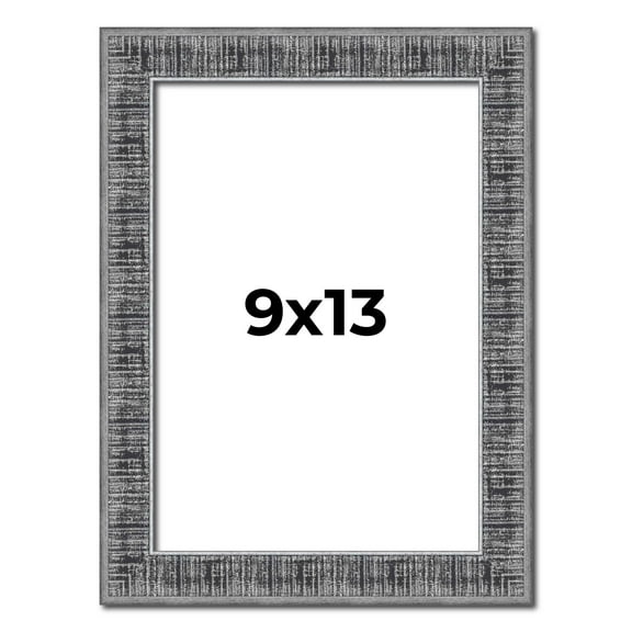 9x13 Frame Silver Black Rustic Sonoma Solid Wood Picture Frame | 1.5 Inch Moulding Width | Complete