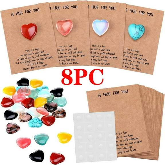 ZLKMQM Valentines Day Gifts for Kids - 8 Pack Valentines Cards with Heart Shaped Stones for Boys Girls Teens Valentines Gift Exchange Gifts Classroom School Valentines Day Party Favors