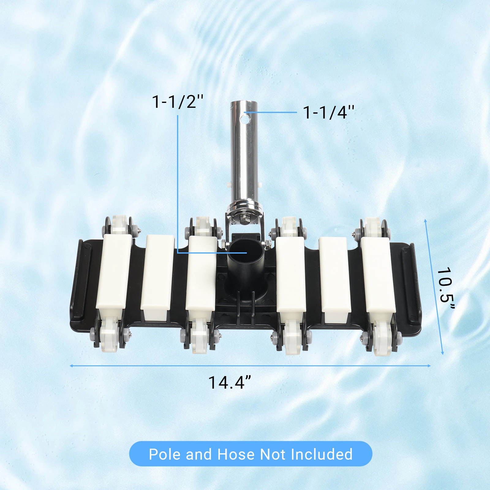 Ktaxon Swimming Pool Vacuum Head, Rectangle Pool Vacuum Head with Wheels, Black&White