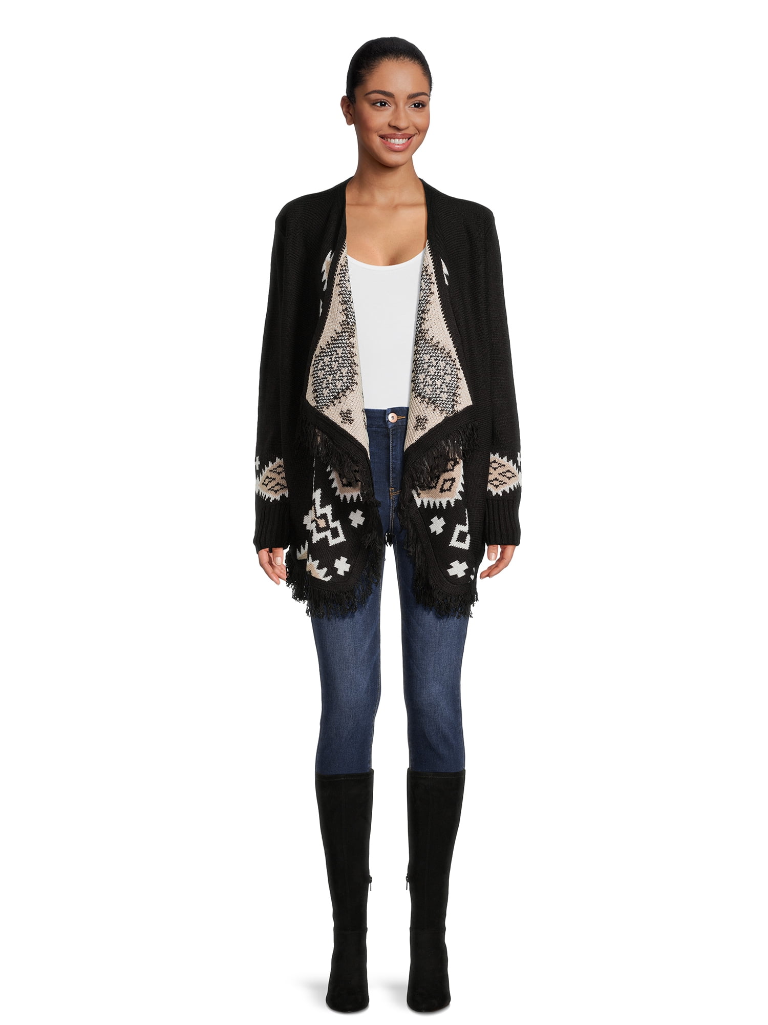 No Boundaries Juniors' Duster Cardigan with Southwest Pattern
