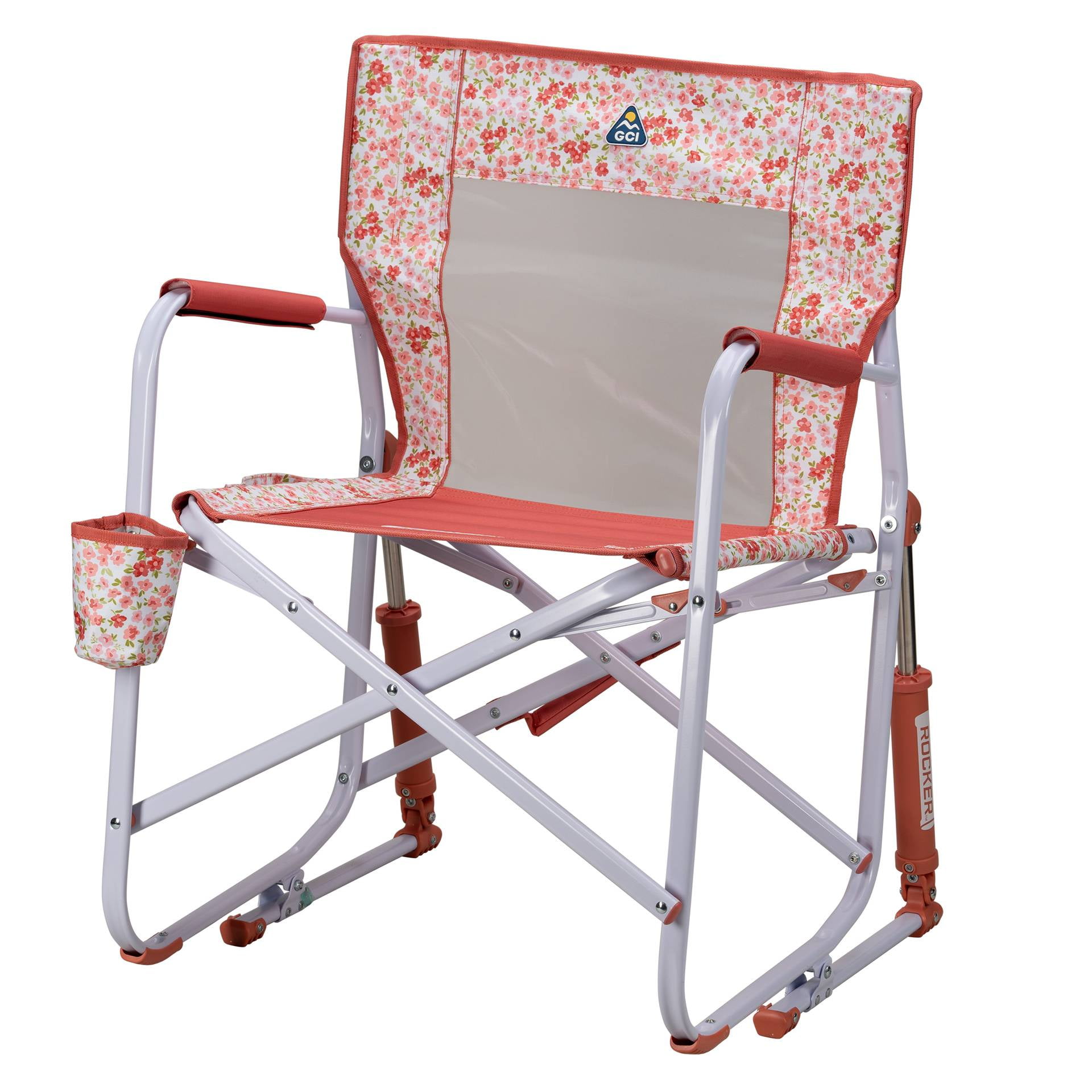 GCI Outdoor Freestyle Rocker Foldable Rocking Camp Chair, Pink Sundress