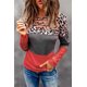 thumbnail image 4 of ABPHQTO Top de bloque de color de leopardo calado con empalme de encaje rojo para mujer, 4 of 5