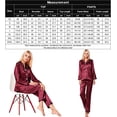 thumbnail image 6 of Womens Silk Satin Pajamas Loungewear Two-piece Sleepwear Button-Down Pj Set, 6 of 12