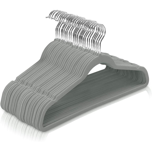 Non-Slip Velvet Hangers - Suit Hangers 30-Pack Velvet Hanger Ultra Thin Space Saving 360 Degree Swivel Hook Strong and Durable Clothes Hangers Space Saving Clothes Hangers(Grey)