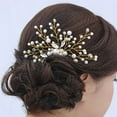 thumbnail image 2 of Bride Pearl Wedding Hair Comb Golden Bridal Side Comb Crystal Hair Accessories for Women and Girls, 2 of 8