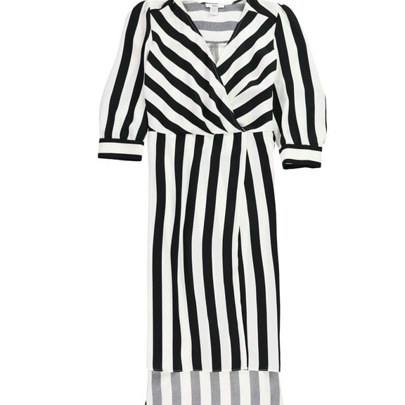 bar III Womens Striped Wrap Dress, Black, 6