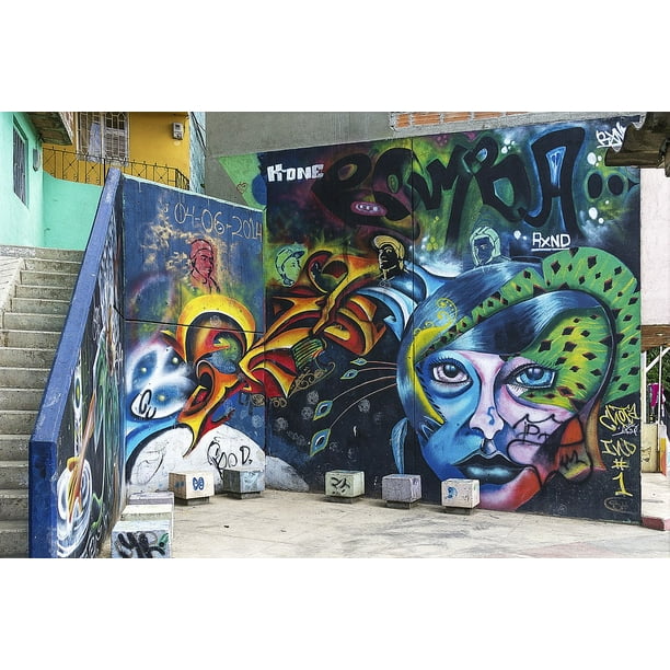 Grunge Graffiti Background Street Art Graffiti Wall Inch By 30 Inch Laminated Poster With Bright Colors And Vivid Imagery Fits Perfectly In Many Attractive Frames Walmart Com