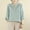 Light Blue, variant on Women Stand Notch V Neck Geometric Embroidery 3/4 Puff Sleeve Button Down Blouse, Ladies Textured Solid Loose Linen-Like Casual Top, Vacation Daily Shirt(Pink,M)