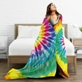 thumbnail image 6 of Tie Dye Throw Blanket for Couch Sofa Bed 80" X 60", Queen Size Fuzzy Soft Plush Throws for Adults, Lightweight Cozy Summer Autumn Blankets All Seasons, 6 of 6