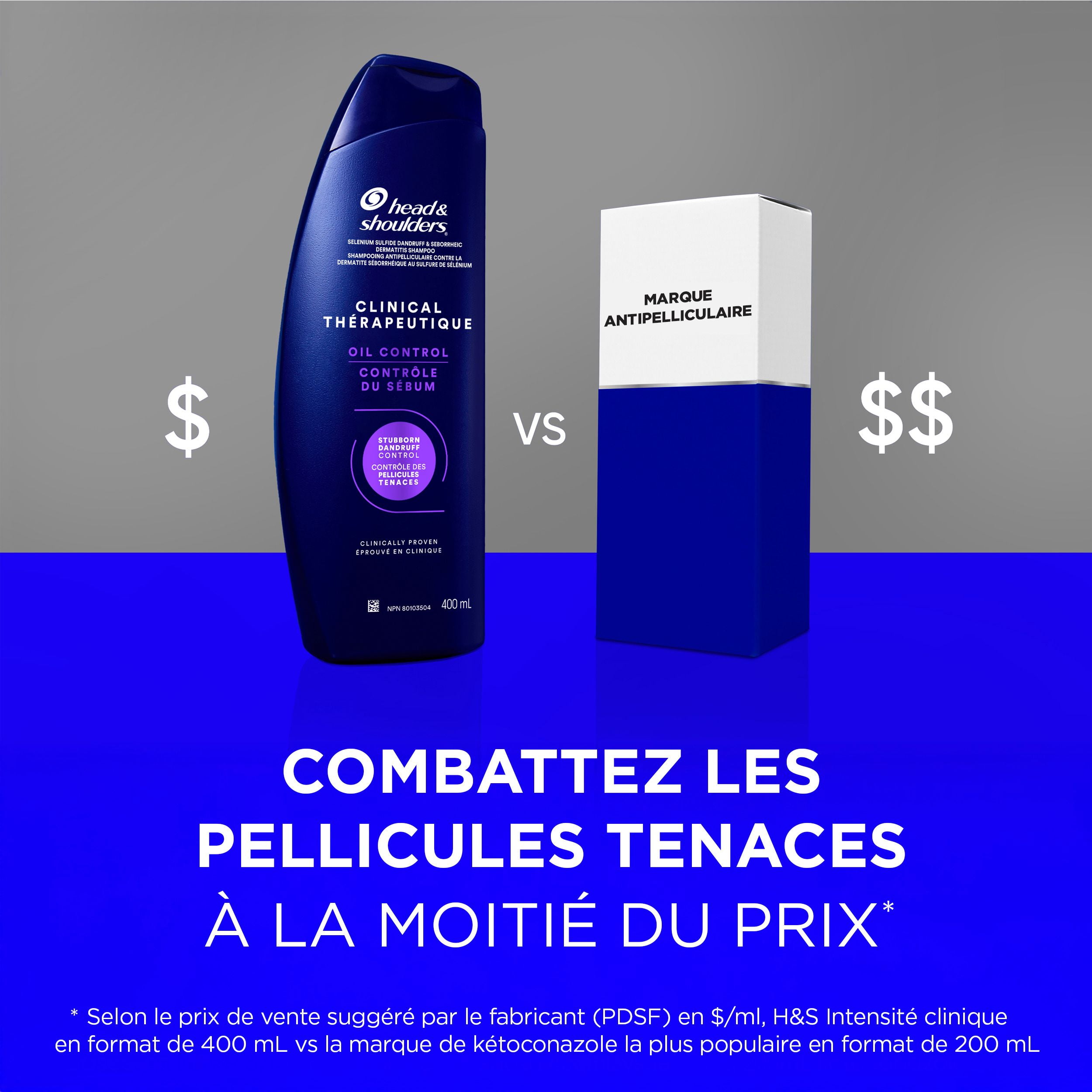 Head & Shoulders Défense Clinique contre les Pellicules + Shampooing Avancé de Contrôle du Sébum 400 ml