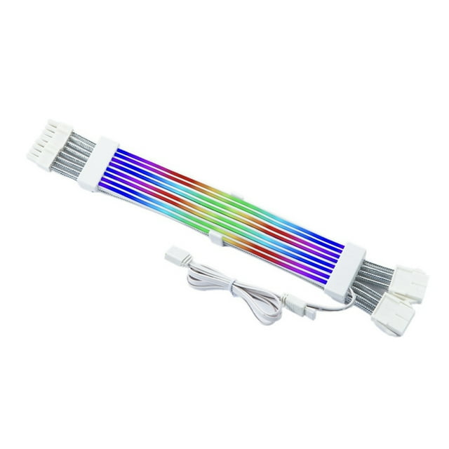 Cables de Fuente de Alimentación ARGB 2x8 Pines PCIE Cables de Fuente de Alimentación ARGB de Silicona Suave y Flexible para la Construcción de PC para Juegos