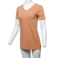 thumbnail image 5 of A2Y Women's Basic Solid Premium Cotton Short Sleeve V-neck T Shirt Tee Tops Eggshell M, 5 of 6