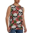 thumbnail image 2 of Balery Skull and Roses Camisetas sin mangas para hombre, absorbe la humedad y protege contra el mal olor.-Small, 2 of 7