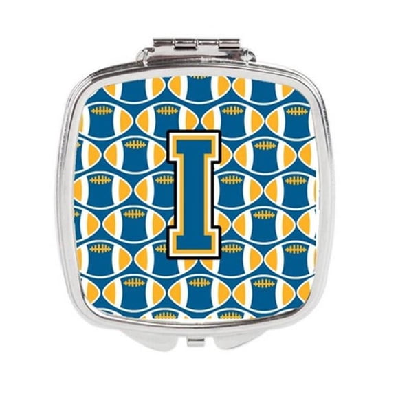 Carolines Treasures Letter I Football Blue & Gold Compact Mirror - 3 x 0.3 x 2.75 in.