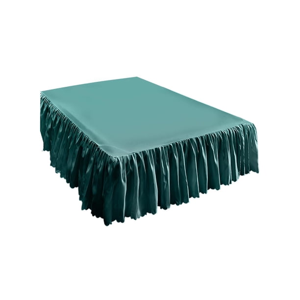 Falda de cama de algodón y poliéster tamaño Queen 78x59 pulgadas, volante de encaje con tiras elásticas para un ajuste seguro, resistente a la suciedad y al desgaste, funda de cama para todas las