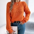 thumbnail image 5 of JUjie Halloween Sweater Plus Size Womens Striped Crew Neck Knit Pullover Sweaters Ruffled Long Sleeve Tops Z03 Orange XL, 5 of 5