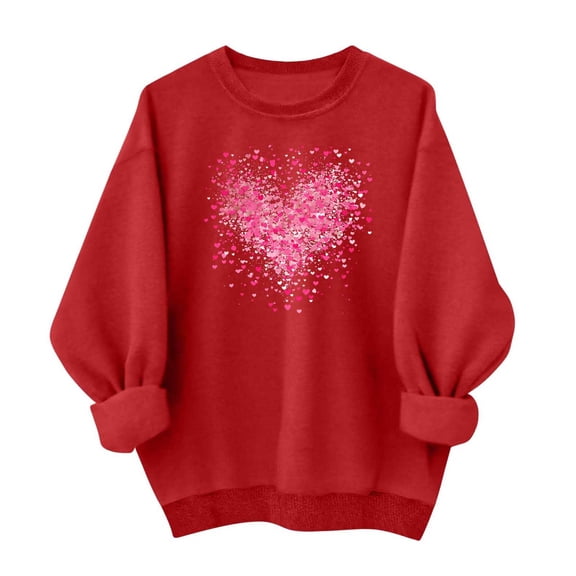 Lopecy-Sta Sweatshirts for Women Heart Oversized Sweatshirt Valentine Graphic Crewneck Long Sleeve Fleece Pullover Top Fall Sweatshirt Outfits