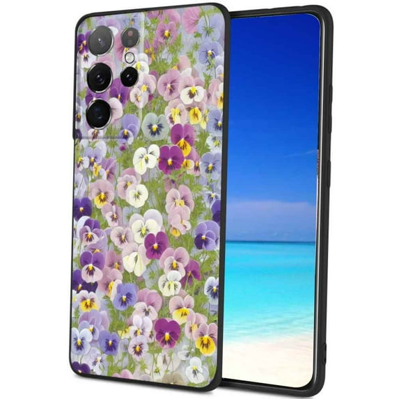 Compatible with Samsung Galaxy S22 Ultra Phone Case, Pansies-280 Case Silicone Protective for Teen Girl Boy Case for Samsung Galaxy S22 Ultra