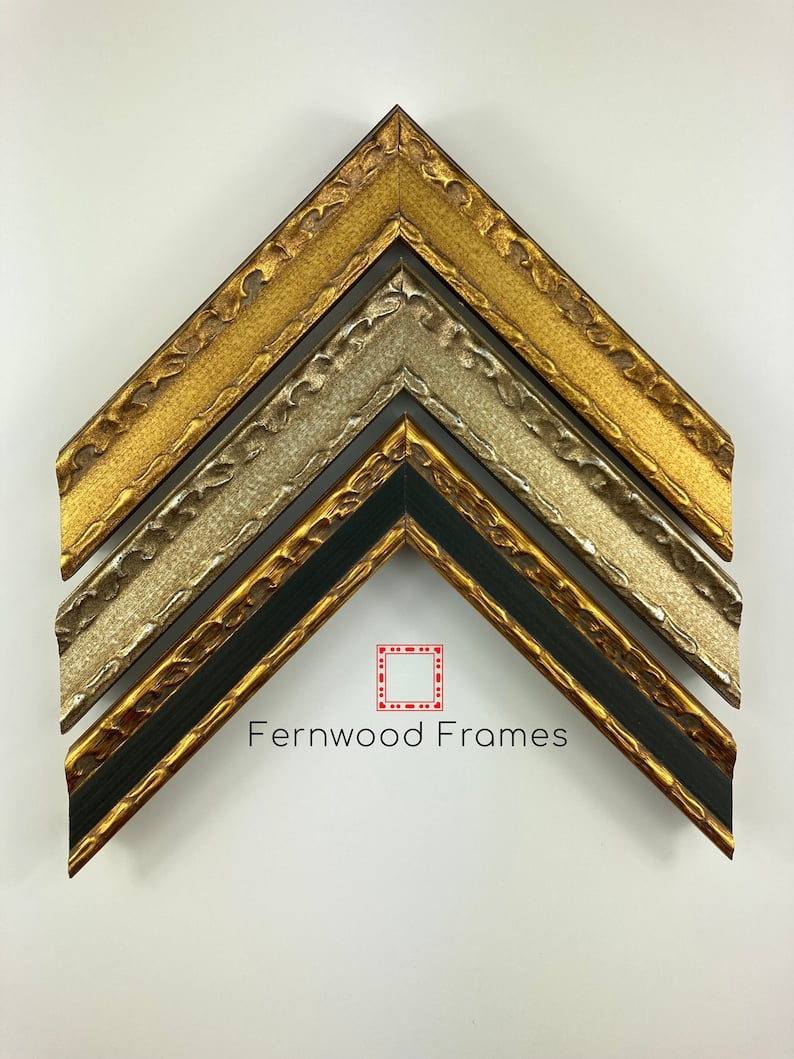 Ornate French Country Picture Frame, 1 1/4" Gold, Silver, Black Photo