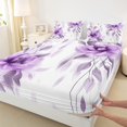 thumbnail image 3 of jejeloiu Country Floral Bed Sheets,Rustic Plant King Sheets,Purple White Sheet Set For Girls Teens,Luxury Bedroom Decor,4pcs, 3 of 7