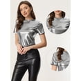 thumbnail image 2 of Disfraz de navidad Top Multicolor Brillante Metálica Para Mujer Color Color Plata Oscuro S, 2 of 5
