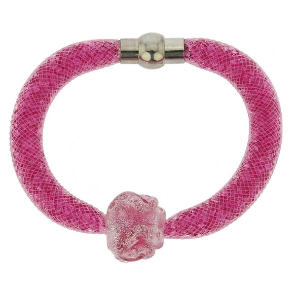 GlassOfVenice Murano Glass Rose Flower Bracelet - Pink