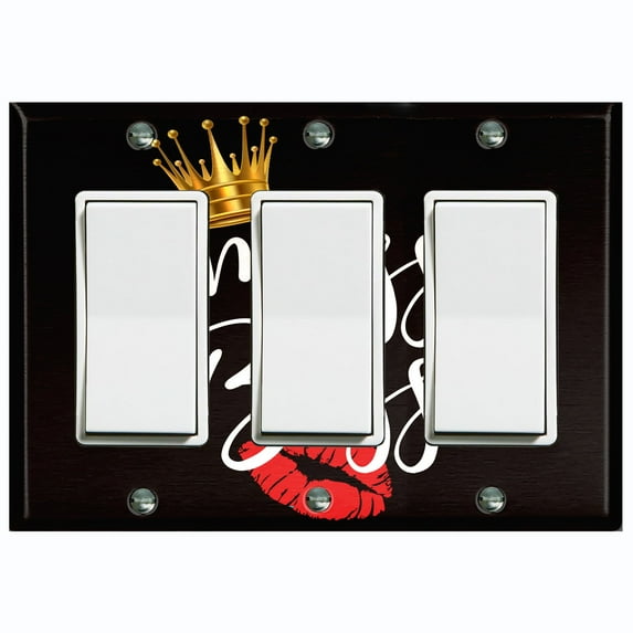 Metal Light Switch Plate Cover Queen Crown Kiss Miss Boss SGN003
