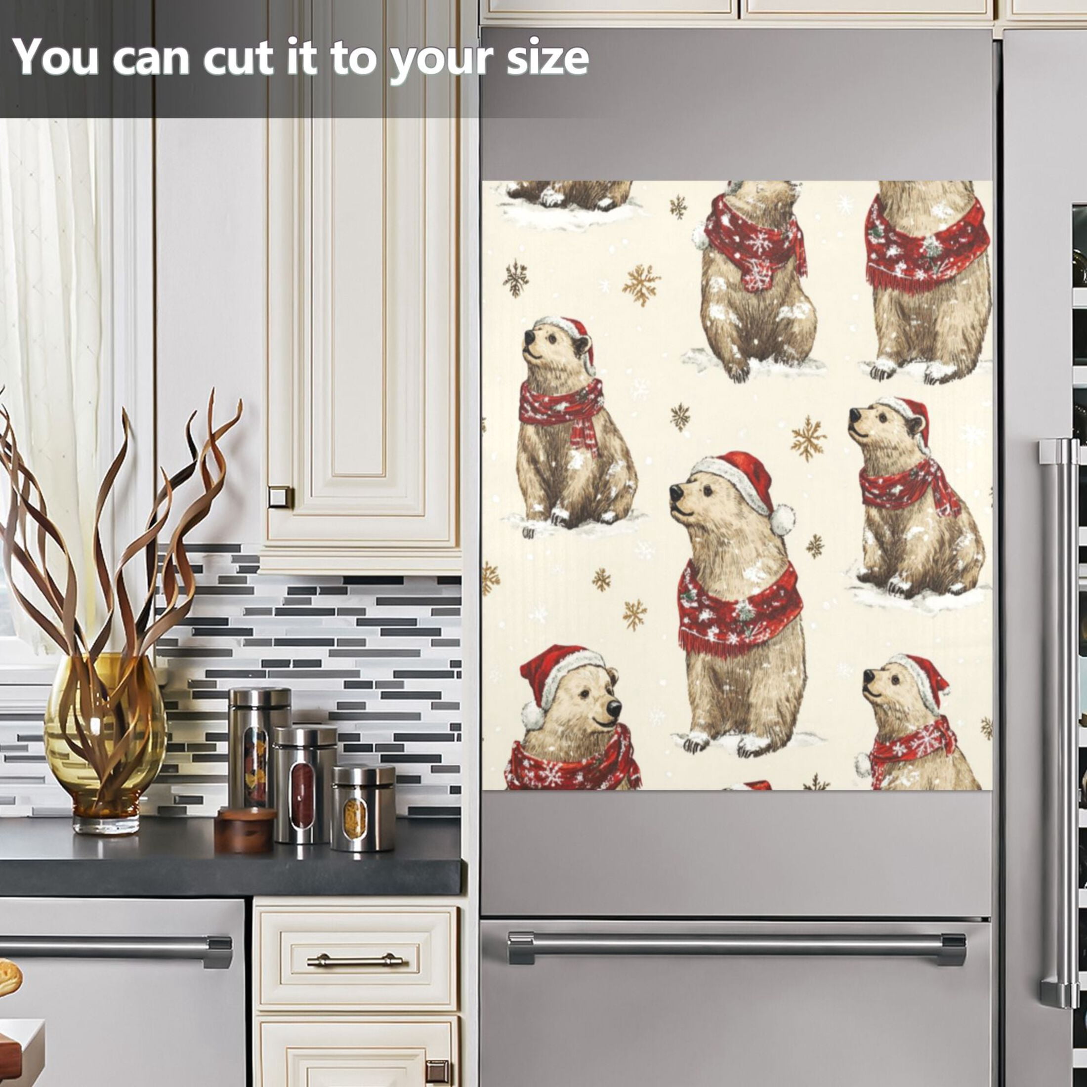 Dishwasher Magnetic Sticker 23x26 Inch Refrigerator Magnetic Sticker Washing Machine Magnetic Sticker Kitchen Panel Magnetic Sticker Home Decor Red Christmas Bear