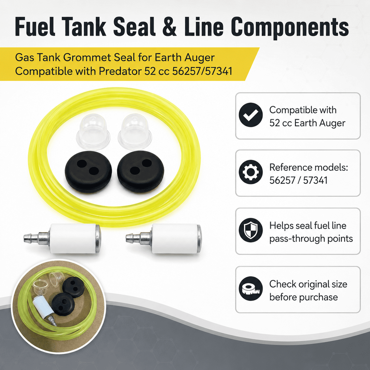 Gas Tank Grommet Seal Applicable to Predator 52cc Earth Auger