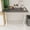 Grey Desk, variant on 43" L-Shaped Computer Desk with Glass Cabinets & Built-In LED Lights,Office Desk with Power Outlets and Slide Drawers and Storage Shelves,Black