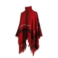 thumbnail image 4 of QQAMB Women's Shawl Solid Tassel Plush Warm Knitted Cape Shawl Blanket Wrap Cardigan Coat Red Free Size, 4 of 4