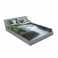thumbnail image 3 of Ambesonne Nature Fitted Sheet & Pillow Sham Set, Trees Flowers Waterfall, Twin, Green White, 3 of 3