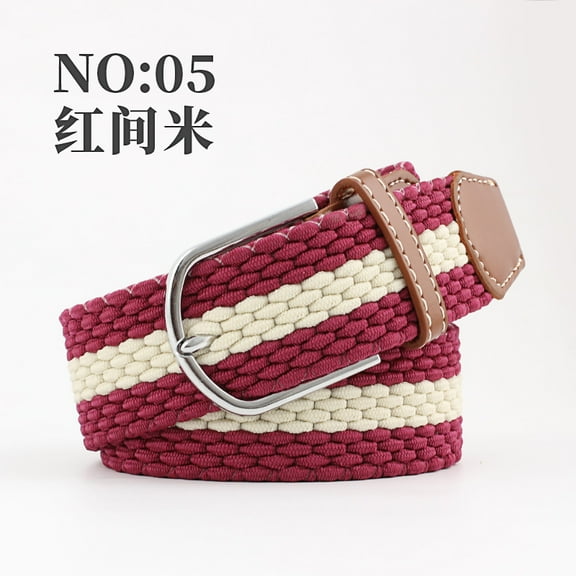KuKuZhu New 15 Colors Men Women Casual Knitted Pin Buckle Belt Woven Canvas Elastic Expandable Braided Stretch Belts Plain Webbing Strap