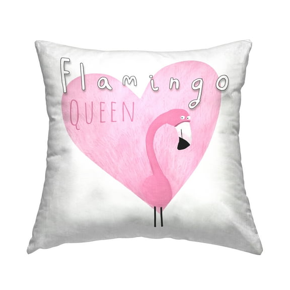 Stupell Industries Flamingo Queen Phrase Square Decorative Printed Throw Pillow, 18 x 18