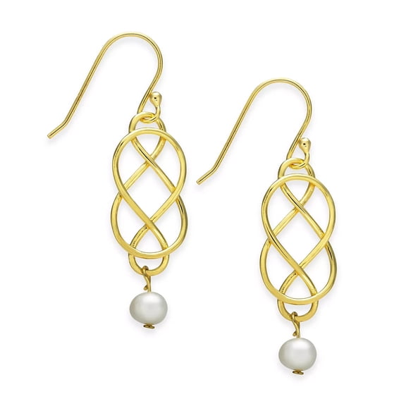 Giani Bernini Pearl Drop Earrings 18K Gold Plated Sterling Silver Pearl