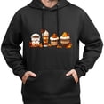 thumbnail image 3 of Sudadera con capucha unisex tendencia otoñal, estampado de cafés y calabazas, cómoda y cálida para salidas informales, 3 of 5