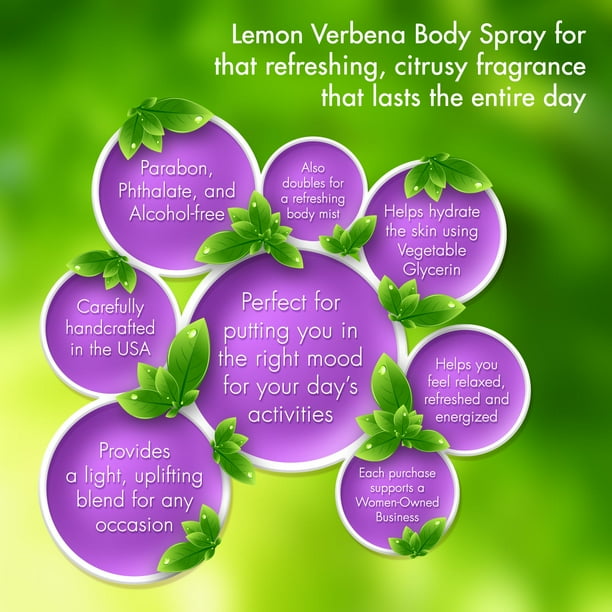 Spray corporal para mujeres, 8 onzas, niebla corporal de verbena de limón con fragancia duradera, aroma fresco y maravilloso para primavera y verano, perfume floral y afrutado para mujeres con naranja