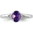 thumbnail image 6 of Sterling Silver Rhodium Plated Diamond And Amethyst Ring (Size 6) Made In Thailand qr4482am-6, 6 of 6